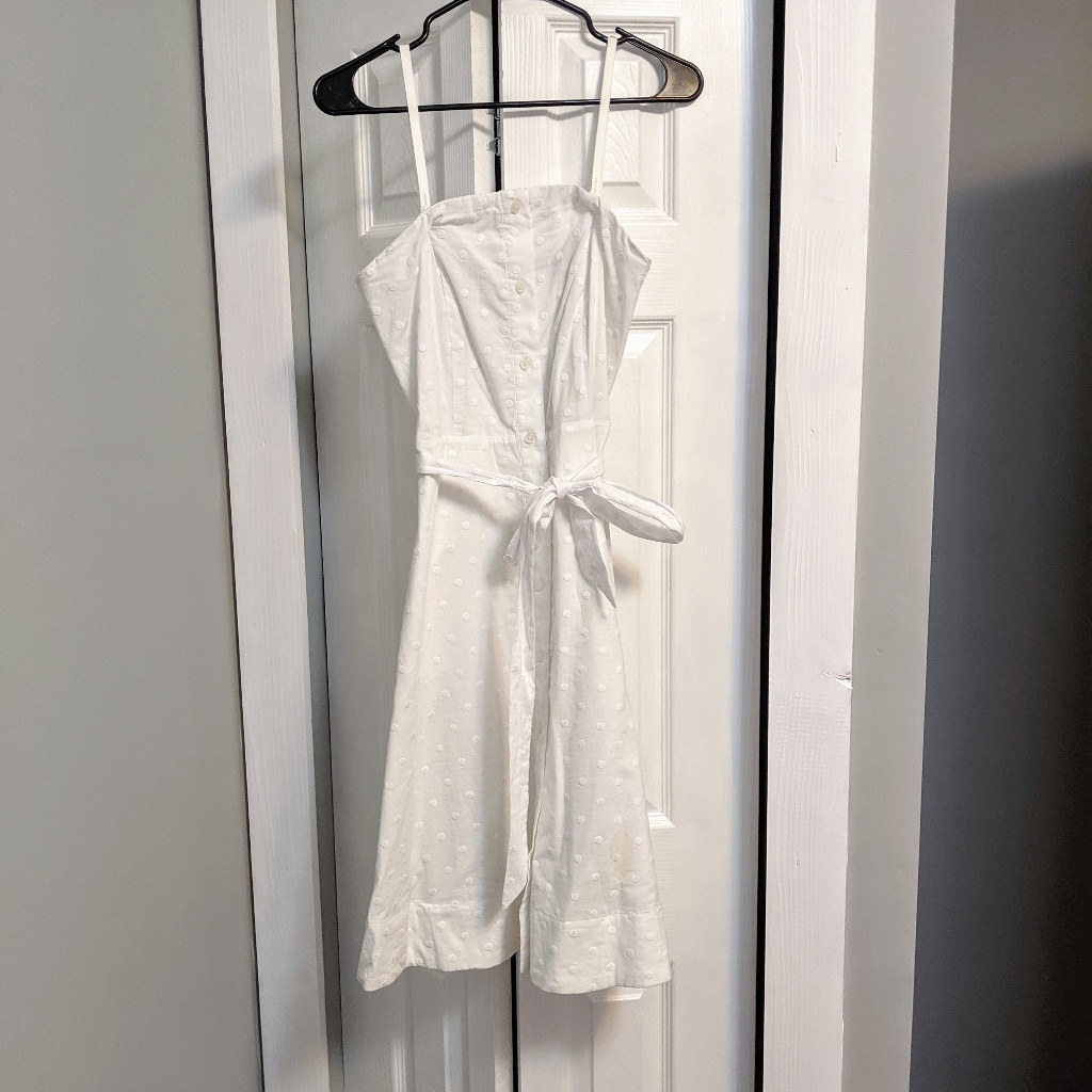 Banana Republic White Polka Dot Midi Dress